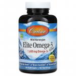 Отборные омега-3 кислоты, натуральный лимонный вкус, Elite Omega-3 Gems Natural Lemon, Carlson, Wild Norwegian, 800 мг, 90 мягких капсул - Фото миниатюра 1