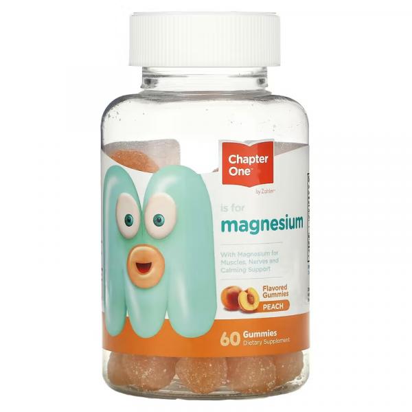 Магний для детей, вкус персика, M is for Magnesium, Peach,  Chapter One, 60 жевательных мармеладок - Фото 1