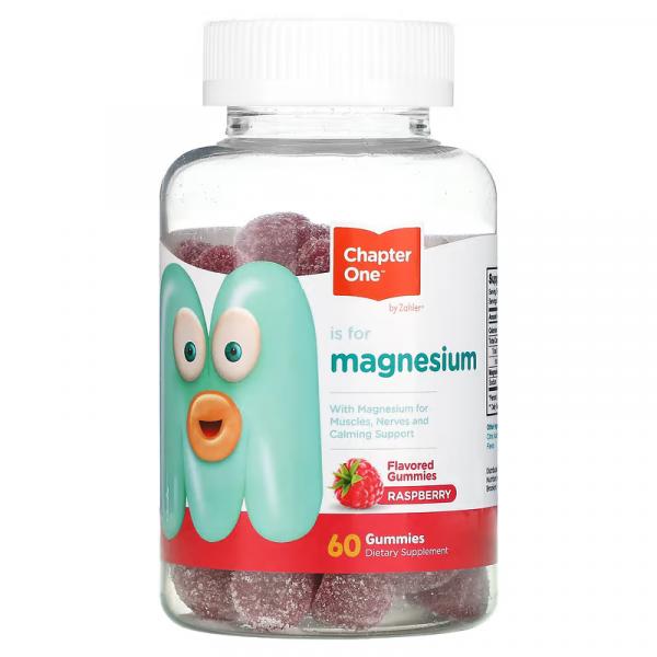 Магний для детей, вкус малины, M is for Magnesium, Raspberry,  Chapter One, 60 жевательных мармеладок - Фото 1