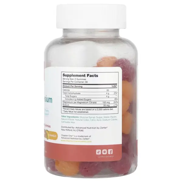 Жевательные таблетки с магнием, малина и манго, Chapter One, 60 жевательных таблеток - Фото 2