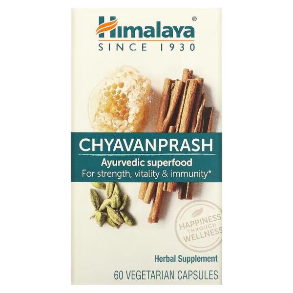Чаванпраш, Chyavanprash Ayurvedic Superfood, Himalaya, 60 капсул на растительной основе - Фото 1
