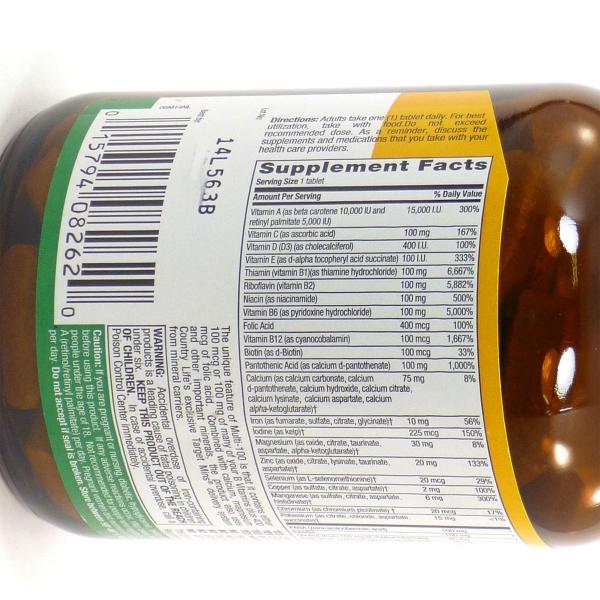 Мультивітаміни для дорослих, Multi-100, Country Life, 90 таблеток - Фото 2