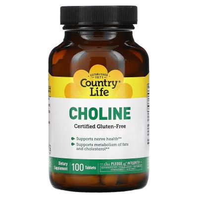 Холин, Choline, Country Life, 100 таблеток