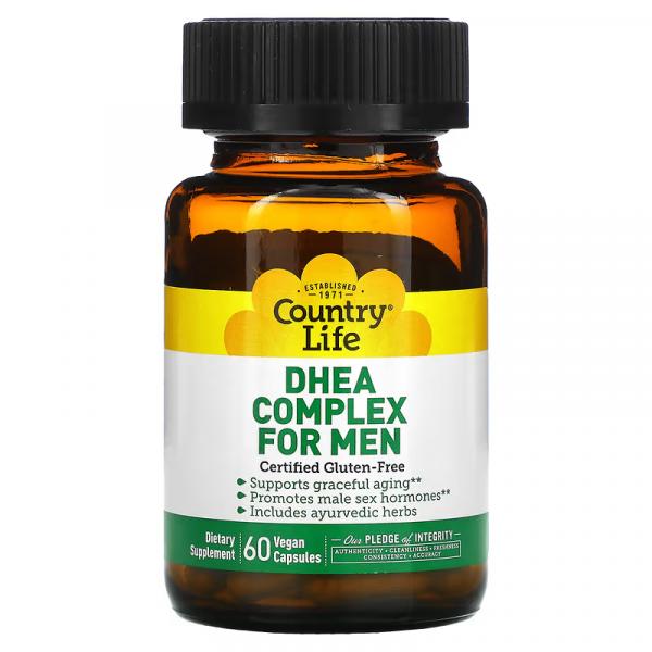 Комплекс ДГЭА для мужчин, DHEA Complex for Men, Country Life, 60 веганских капсул - Фото 1