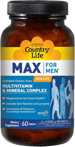 Мультивитамины и минералы для мужчин, Max for Men, Country Life,  60 таблеток