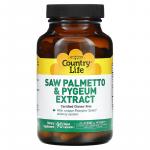 Экстракт серенои и пиджеума, Saw Palmetto & Pygeum Extract, Country Life, 90 веганских капсул - Фото миниатюра 1