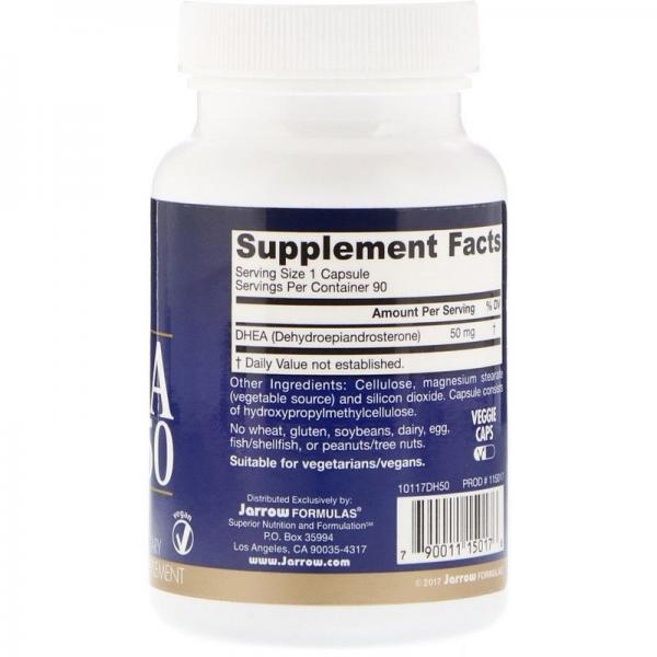 Дегидроэпиандростерон, DHEA 50, Jarrow Formulas, 50 мг, 90 капсул  - Фото 2
