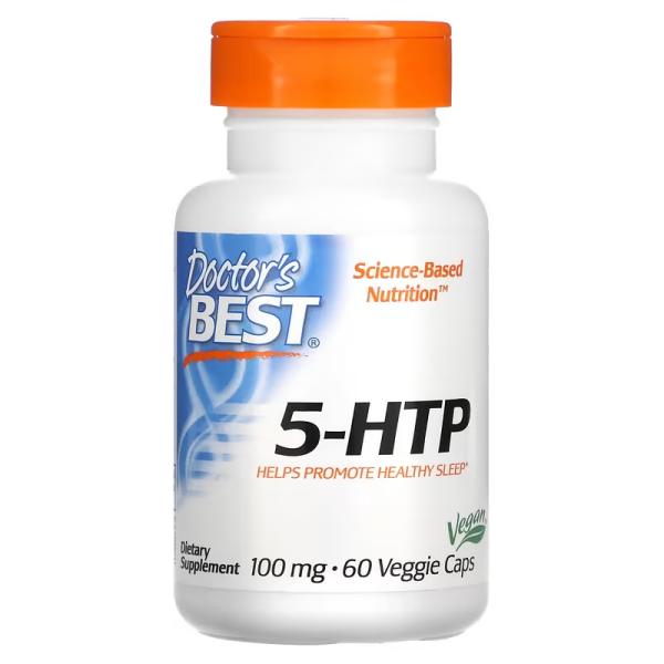 5-гидрокситриптофан, 5-HTP, Doctor's Best, 100 мг, 60 вегетарианских капсул - Фото 1