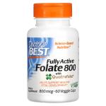 Полностью активный фолат 800, Fully Active Folate 800 with Quatrefolic, Doctor's Best, 800 мкг, 60 вегетарианских капсул - Фото миниатюра 1