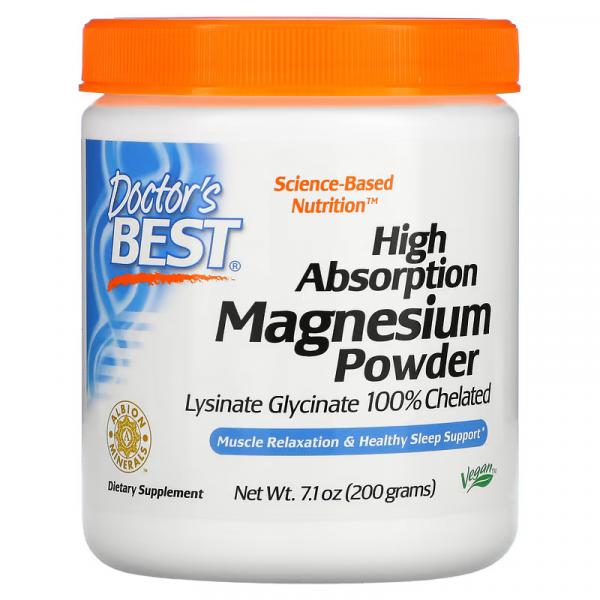 Магний с высокой усвояемостью в виде порошка, High Absorption MagnesiumPowder, Doctor's Best, 200 г - Фото 1