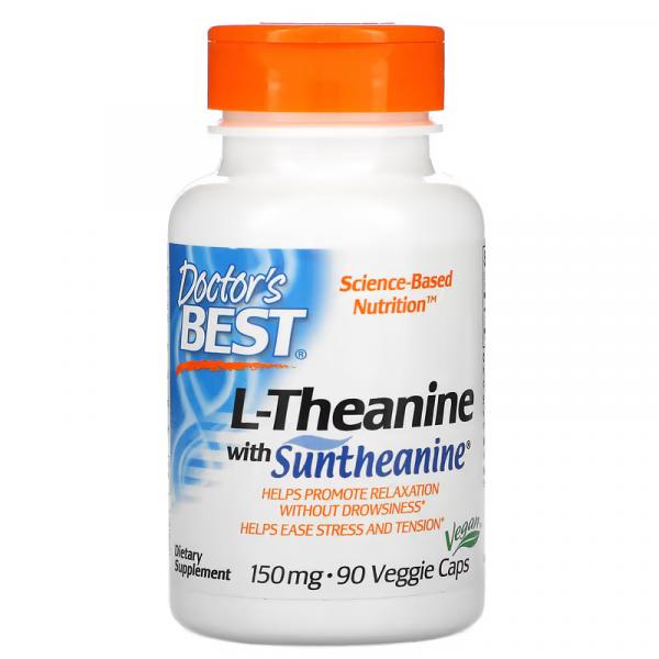 L-теанин с Suntheanine, L-Theanine with Suntheanine, Doctor's Best, 150 мг, 90 вегетарианских капсул - Фото 1