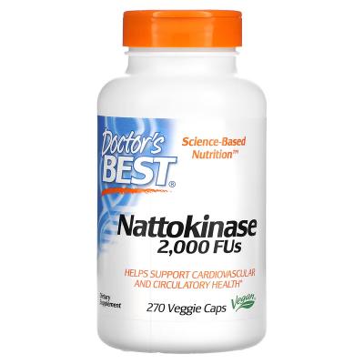Наттокиназа, Nattokinase, Doctor's Best, 2.000 FU, 270 вегетарианских капсул
