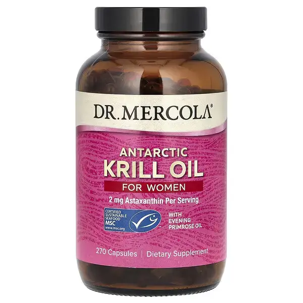 Жир антарктического криля для женщин, Krill Oil for Women, Dr. Mercola, 270 капсул - Фото 1