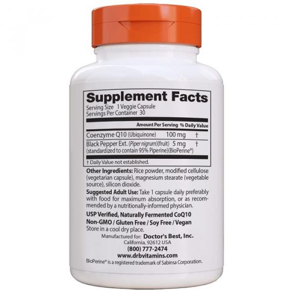 Коэнзим Q10 высокой абсорбции 100 мг, BioPerine, Doctor's Best, 30 гелевых капсул - Фото 2