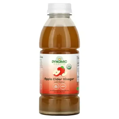 Органический необработанный яблочный уксус с маткой, Organic Raw Apple Cider Vinegar with Mother, Dynamic Health Laboratories, 473 мл