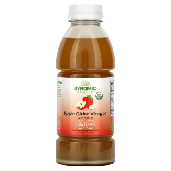 Органический необработанный яблочный уксус с маткой, Organic Raw Apple Cider Vinegar with Mother, Dynamic Health Laboratories, 473 мл - Фото 1