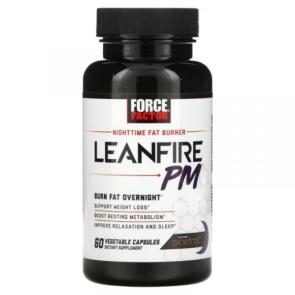 Ночной сжигатель жира, Nighttime Fat Burner, Leanfire PM, Force Factor, 60 растительных капсул - Фото 3