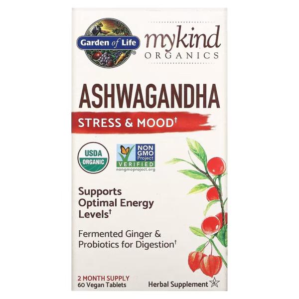 Ашваганда, стресс и настроение, Ashwagandha Stress & Mood, Garden of Life, MyKind Organics, 60 веганских таблеток - Фото 2