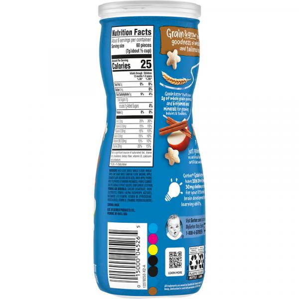 Снеки из воздушных злаков, от 8 месяцев, яблоко и корица, Grain&Grow Snack 8 Months Apple Cinnamon, Gerber, Puffs, 42 г - Фото 3