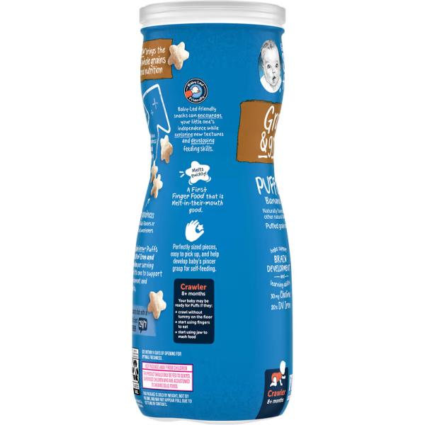 Снеки из воздушных злаков, от 8 месяцев, вкус клубники и яблока, Grain&Grow Snack 8 Months Strawberry Apple, Gerber, Puffs, 42 г - Фото 3