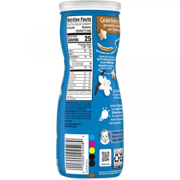 Снеки из воздушных злаков, от 8 месяцев, вкус ванили, Grain&Grow Snack 8 Months Vanilla, Gerber, Puffs, 42 г - Фото 2