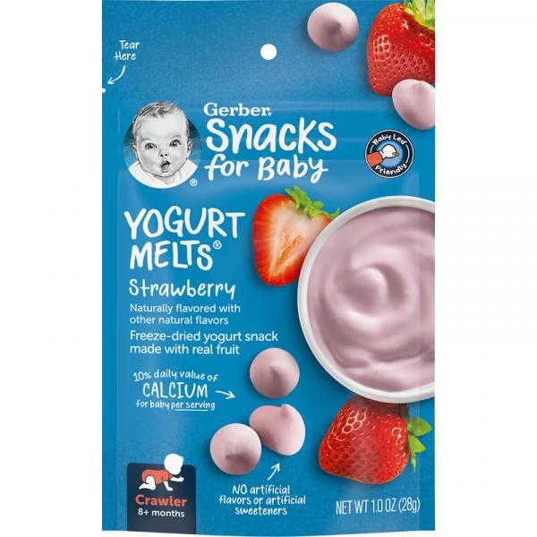 Йогурт для малышей от 8 месяцев, вкус клубники, Yogurt Melts Strawberry, Gerber, Organic, 28 г - Фото 1