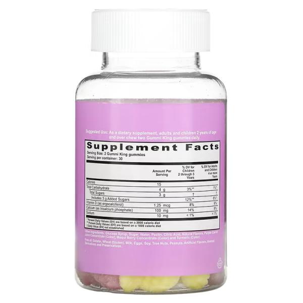 Кальций и витамин Д для детей, Calcium Vitamin D for Kids, GummiKing, 60 жевательных мармеладок - Фото 2