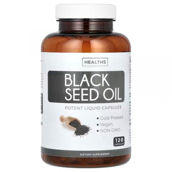 Олія з насіння чорного кмину, Black Seed Oil, Healths Harmony, 120 капсул - Фото 1