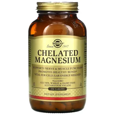 Хелатный магний Solgar, Chelated Magnesium, 400 мг, 250 таблеток (100 мг в 1 таблетке)