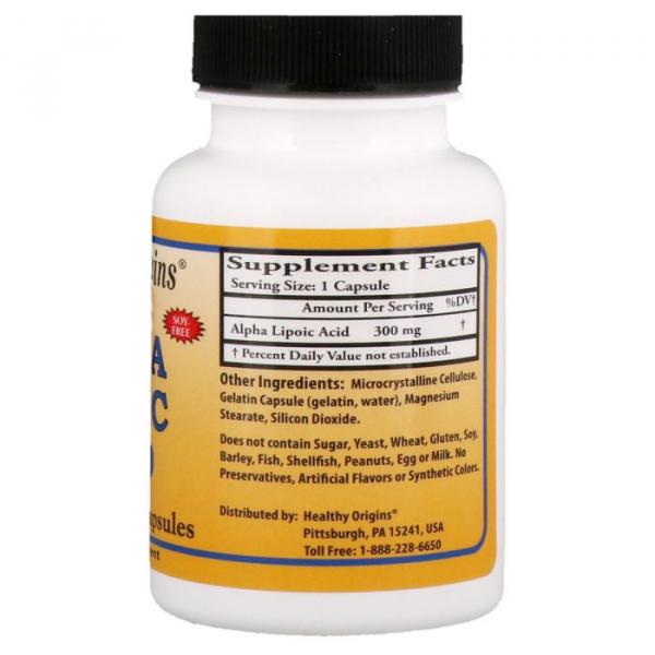 Альфа липоевая кислота 300 мг, Healthy Origins, 60 капсул  - Фото 2