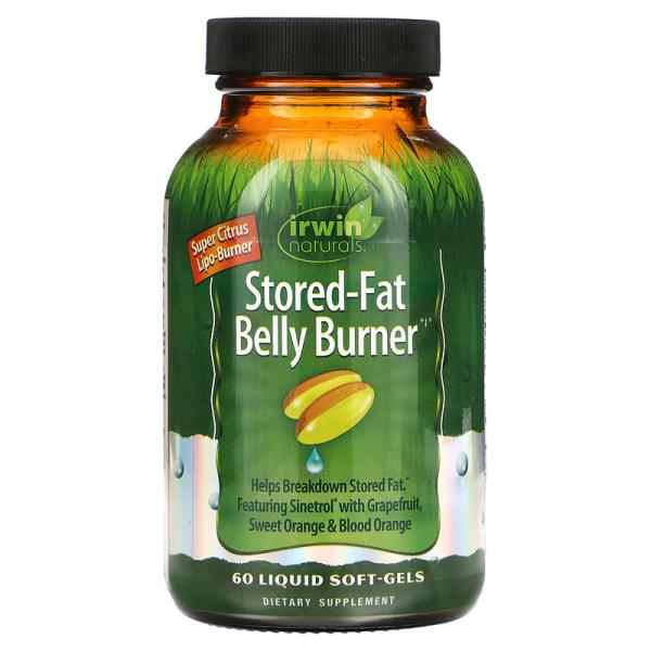 Жиросжигающее средство, Stored-Fat Belly Burner, Irwin Naturals, 60 капсул с жидкостью - Фото 1