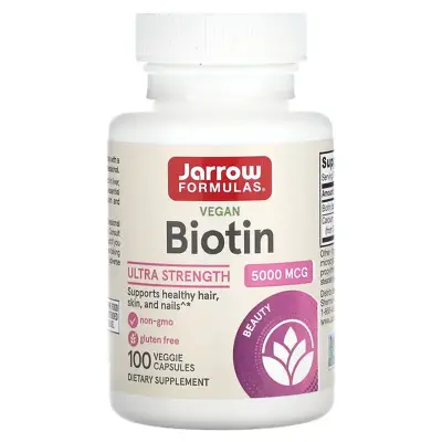 Биотин, Biotin, Jarrow Formulas, 5000 мкг, 100 капсул