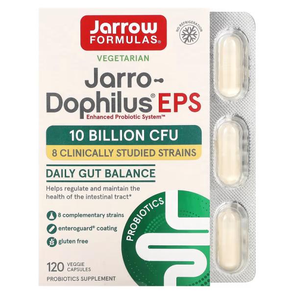 Пробиотики, 10 млрд, Jarro-Dophilus EPS 10 Billion, Jarrow Formulas, 120 растительных капсул (5 млрд в 1 капсуле) - Фото 1