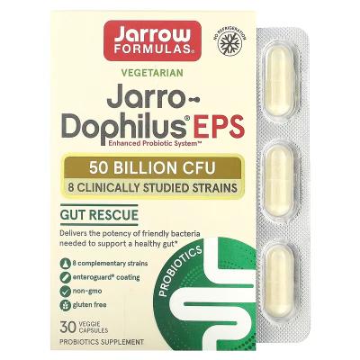 Пробиотики, 50 млрд, Jarro-Dophilus EPS 50 Billion CFU, Jarrow Formulas, 30 вегетарианских капсул с технологией Enteroguard
