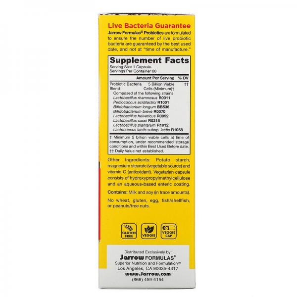 Пробиотики, Jarro-Dophilus EPS, Jarrow Formulas, 5 млрд, 60 капсул - Фото 2