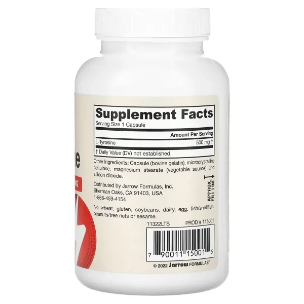L-тирозин, L-tyrosine, Jarrow Formulas, 500 мг, 100 капсул - Фото 2