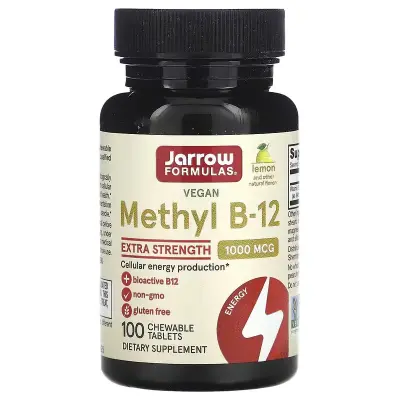 Метил B12 (Метилкобаламин B-12) смак лимона, Jarrow Formulas, 1000 мкг, 100 пастилок