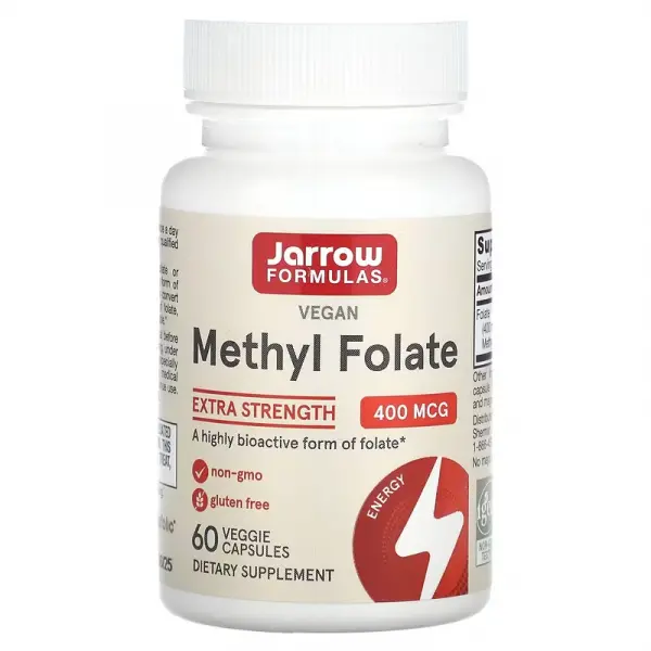 Метилфолат, Methyl Folate, Jarrow Formulas, 400 мкг, 60 растительных капсул - Фото 1