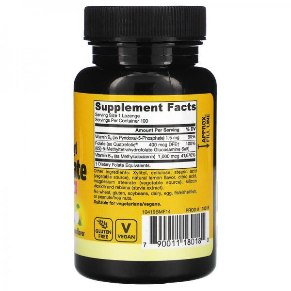 Метилфолат и метил B-12, Methyl B-12 & Methyl Folate, Jarrow Formulas, 1000 мкг/400 мкг, 100 леденцов - Фото 2