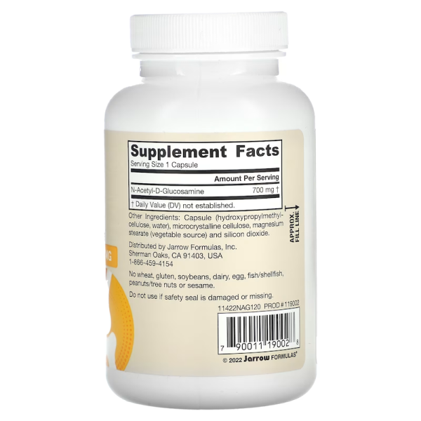 N-ацетил-глюкозамін, NAG, Jarrow Formulas, 700 мг, 120 рослинних капсул - Фото 2