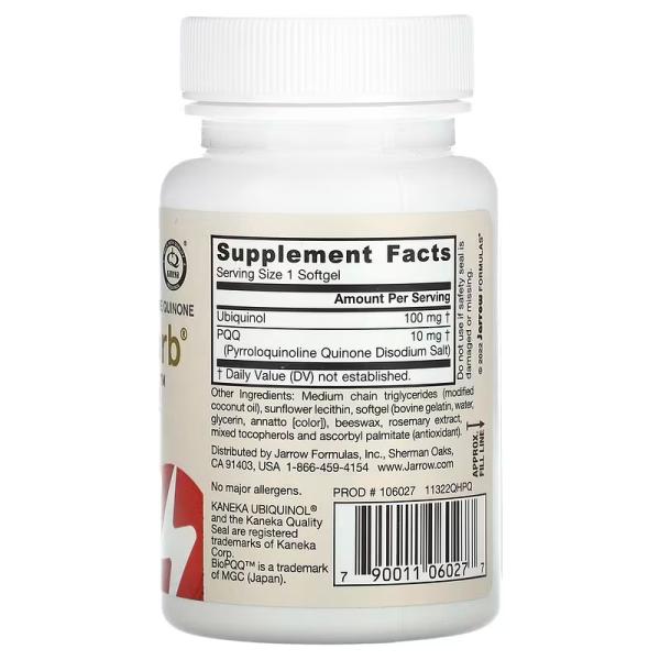 Убіхінол, QH-Absorb і піролохінолінхінон, QH-absorb + PQQ, Jarrow Formulas, 30 капсул - Фото 2