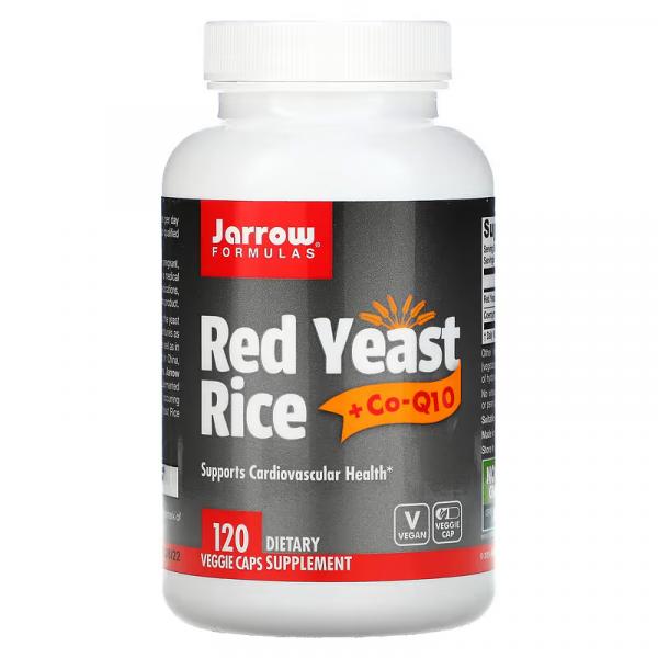 Красный дрожжевой рис + коэнзим Q10, Red Yeast Rice & Co-Q10, Jarrow Formulas, 120 вегетарианских капсул - Фото 1