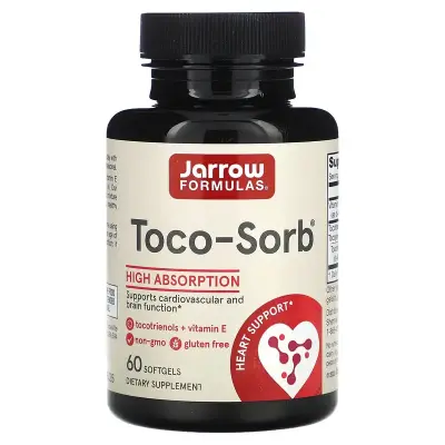 Смесь токотриенолов и витамина Е, Toco-Sorb (Токо-Сорб) Mixed Tocotrienols and Vitamin E, Jarrow Formulas, 60 мягких таблеток