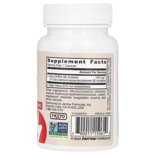 Веганский 7-кето-ДГЭА, Vegan 7-KETO DHEA, Jarrow Formulas, 100 мг, 30 растительных капсул - Фото 2