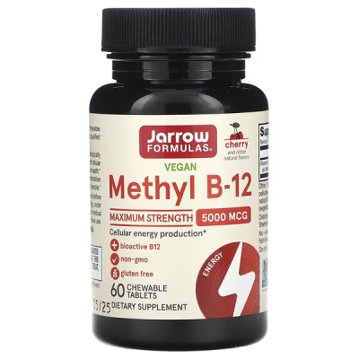 Метил B-12, вишневый вкус, Methyl B-12, Jarrow Formulas, 5000 мкг, 60 леденцов