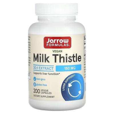 Стандартизированный расторопша, Vegan Milk Thistle, Jarrow Formulas, 150 мг, 200 вегетарианских капсул