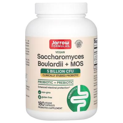 Сахаромицеты Буларди и МОС, 5 млрд, Vegan Saccharomyces Boulardii + MOS 5 Billion CFU, Jarrow Formulas, 180 вегетерианских капсул с отсроченным высвобождением