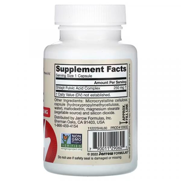 Веганский комплекс фульвовых кислот мумие, Vegan Shilajit Fulvic Acid Complex, Jarrow Formulas, 250 мг, 60 растительных капсул - Фото 2