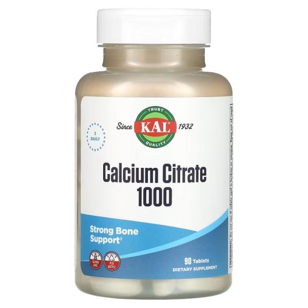 Цитрат кальция 1000, Calcium Citrate, KAL, 1000 мг, 90 таблеток (333 мг в 1 таблетке) - Фото 1