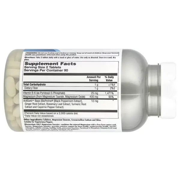 Таурат магния+, Magnesium Taurate+, KAL, 400 мг, 180 таблеток - Фото 2